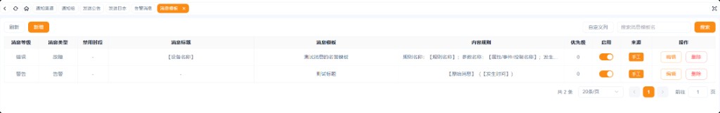 消息模板列表